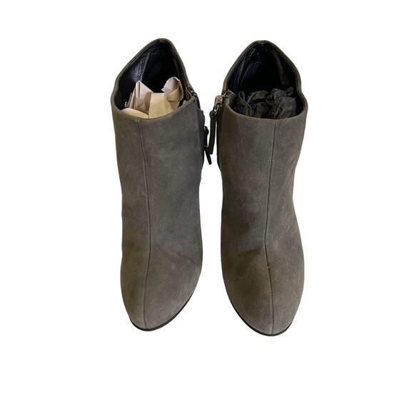 Giuseppe Zanotti Daisy Suede Sculpted Wedge Ankle Booties Made in Italy Gray 38 - Picture 4 of 9